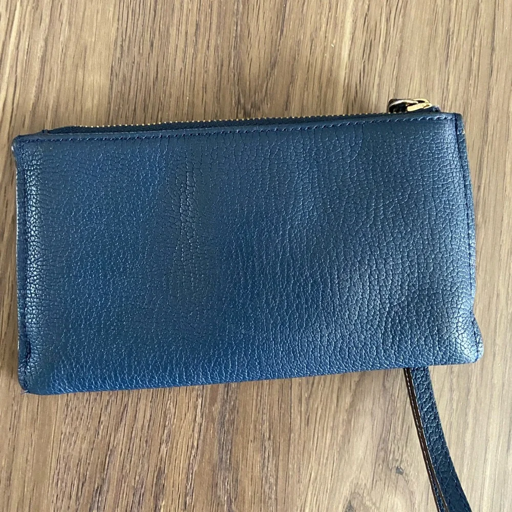 Cole Haan Navy Pebbled Leather Wristlet